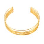 Gold and silver multi strand wire choker necklace, cuff bangle, and statement ring set model preview