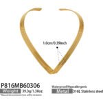 Model wearing 18K gold plated multi-strand layered V-shaped collar choker necklace