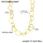 18K gold plated hollow openwork heart link chain necklace bracelet and drop earrings set model preview