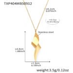 Stainless steel abstract twisted ribbon geometric pendant necklace, chain bracelet, and drop earrings set.