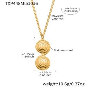 18K gold plated textured spiral swirl pendant necklace and drop earrings set model preview