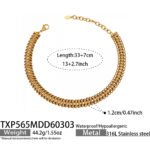 316L stainless steel woven mesh link chain choker necklace and matching bracelet jewelry set in 18K gold and silver finishes.