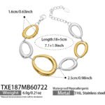 Gold, silver, and two-tone irregular oval link chain necklace and bracelet jewelry set model wear