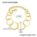 Gold plated stainless steel graduated circle link necklace bracelet and earrings set model view