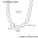 Stainless steel chunky oval link chain necklace and bracelet jewelry set model look
