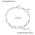 Gold and silver chunky stainless steel paperclip link chain necklace and bracelet jewelry set model preview