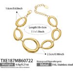 Gold, silver, and two-tone irregular oval link chain necklace and bracelet jewelry set model wear