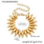 Stainless steel chunky spiked link necklace and matching spiked bracelet set in polished gold and silver finishes.