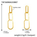 18K gold plated chunky oval paperclip link chain necklace bracelet and drop earrings set model preview