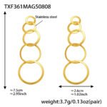 Gold plated stainless steel graduated circle link necklace bracelet and earrings set model view