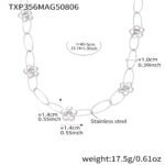Stainless steel modern flower oval paperclip chain necklace and bracelet set image