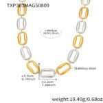 Stainless steel chunky oval link chain necklace and bracelet jewelry set model look