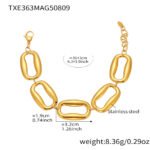 Stainless steel chunky oval link chain necklace and bracelet jewelry set model look