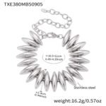 Stainless steel chunky spiked link necklace and matching spiked bracelet set in polished gold and silver finishes.