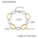 Gold silver and two tone stainless steel graduated oval link necklace bracelet jewelry set on model