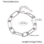 Gold and silver chunky stainless steel paperclip link chain necklace and bracelet jewelry set model preview
