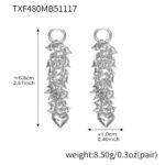 Gold and silver cascading heart tassel pendant necklace and drop earrings set model preview