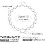 Gold, silver, and two-tone irregular oval link chain necklace and bracelet jewelry set model wear