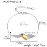 Stainless steel abstract twisted ribbon geometric pendant necklace, chain bracelet, and drop earrings set.