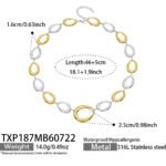Gold, silver, and two-tone irregular oval link chain necklace and bracelet jewelry set model wear