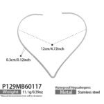 Model wearing gold plated minimalist rigid wire torque collar choker necklace in stainless steel