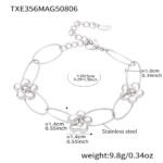 Stainless steel modern flower oval paperclip chain necklace and bracelet set image