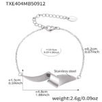 Stainless steel abstract twisted ribbon geometric pendant necklace, chain bracelet, and drop earrings set.