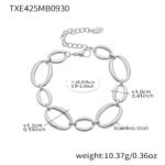 Gold silver and two tone stainless steel graduated oval link necklace bracelet jewelry set on model