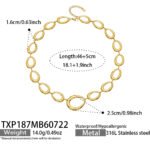 Gold, silver, and two-tone irregular oval link chain necklace and bracelet jewelry set model wear