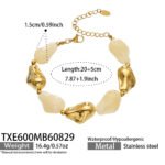 Chunky irregular resin nugget and gold plated molten metallic beaded necklace and bracelet set