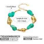 Chunky irregular resin nugget and gold plated molten metallic beaded necklace and bracelet set