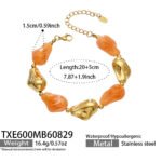 Chunky irregular resin nugget and gold plated molten metallic beaded necklace and bracelet set