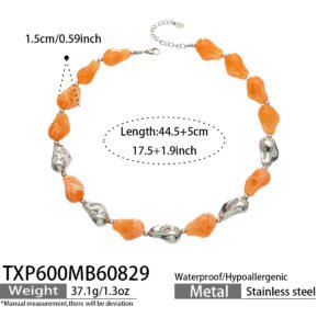 Chunky irregular resin nugget and gold plated molten metallic beaded necklace and bracelet set