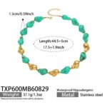 Chunky irregular resin nugget and gold plated molten metallic beaded necklace and bracelet set