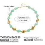Chunky irregular resin nugget and gold plated molten metallic beaded necklace and bracelet set