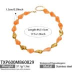 Chunky irregular resin nugget and gold plated molten metallic beaded necklace and bracelet set