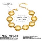 Chunky stainless steel necklace and bracelet jewelry set featuring smooth high-polish round flat disc beads in gold and silver finishes.