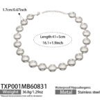 Chunky stainless steel necklace and bracelet jewelry set featuring smooth high-polish round flat disc beads in gold and silver finishes.