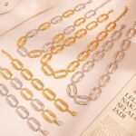 Stainless steel chunky oval link chain necklace and bracelet jewelry set model look