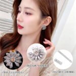 Micro pave CZ flower stud earrings featuring radiating textured petals encrusted with cubic zirconia, a amber crystal center, and 925 sterling silver posts