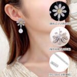Daisy CZ pearl drop earrings featuring a full pavé crystal flower stud with a yellow CZ pistil center, high-lustre pearl drop, and 925 sterling silver ear posts.