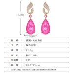 Teardrop gemstone drop earrings wholesale featuring a pavé cubic zirconia flame-top design, a small round gemstone accent, and a large pear-cut crystal drop with 925 silver posts from junejewelry.com