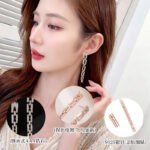 Geometric chain link CZ linear drop earrings in rose gold featuring micro-paved interlocking rectangular links and 925 sterling silver ear posts