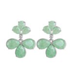Ice flower CZ floral drop earrings featuring pear-cut textured ice-flower stones in a two-tier flower motif and 925 sterling silver ear posts