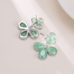 Ice flower CZ floral drop earrings featuring pear-cut textured ice-flower stones in a two-tier flower motif and 925 sterling silver ear posts