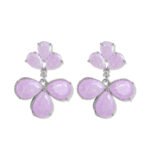 Ice flower CZ floral drop earrings featuring pear-cut textured ice-flower stones in a two-tier flower motif and 925 sterling silver ear posts