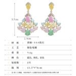 Pear-shaped crackle crystal chandelier drop earrings with pavé CZ accents, available in light blue, soft pink, and multicolor pastel tones.