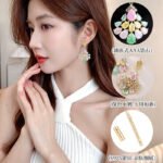 Pear-shaped crackle crystal chandelier drop earrings with pavé CZ accents, available in light blue, soft pink, and multicolor pastel tones.