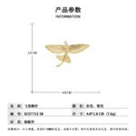 Minimalist 3D flying fish brooch wholesale featuring a textured metal winged fish design in high-shine silver or gold finish from junejewelry.com