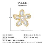 Colorful five-petal flower brooch pin wholesale featuring oval-cut cubic zirconia crystal petals with a micro-pave CZ centerpiece from junejewelry.com